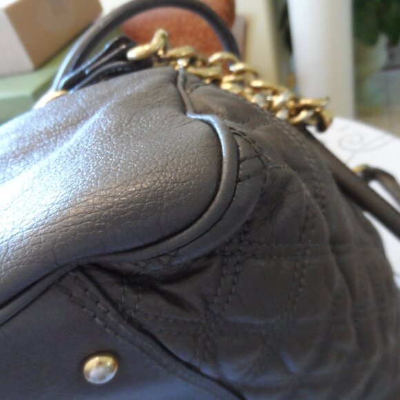 Marc Jacobs Brown Napa Leather Quilted Shoulder/Tote Bag w/ Gold Metal Chain - Picture 13 of 16